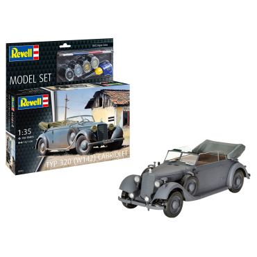 KIT PARA MONTAR REVELL MODEL SET TYP 320 (W142) CABRIOLET 1/35 150 PEÇAS COMPLETO COM TINTAS COLA E PINCEL REV 63354